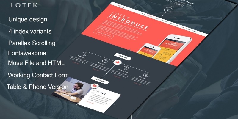 Lotek - Responsive Html App Landing Page Template