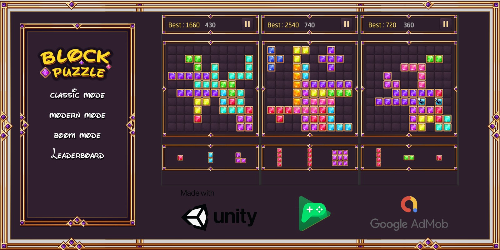 Jewel Block Puzzle 2020 Unity Template