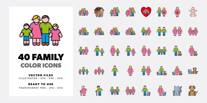 Family Color Icon Set 