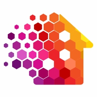Colorful Pixel House  Logo