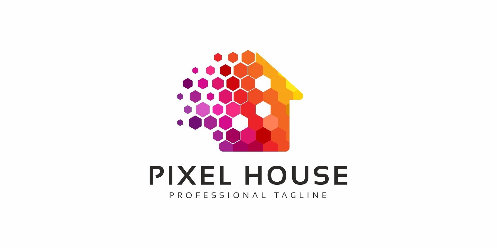 Colorful Pixel House Logo
