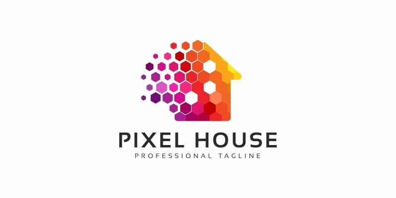 Colorful Pixel House  Logo
