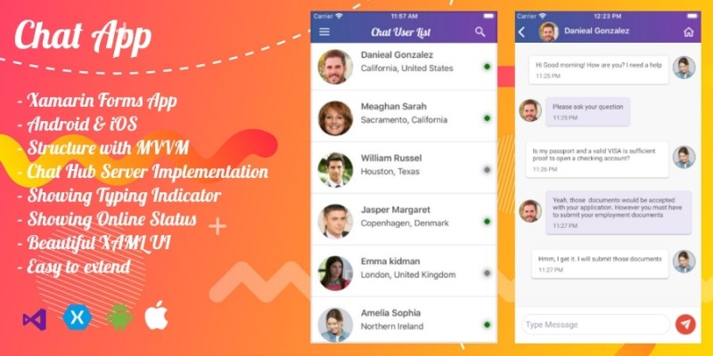 Chat App - Xamarin Forms App Source Code