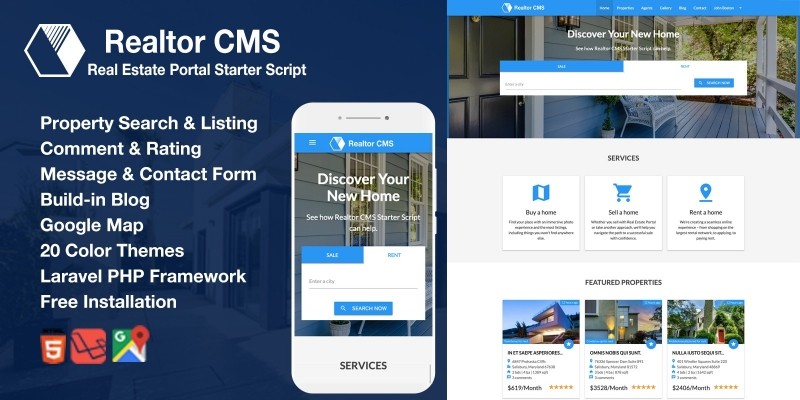 Realtor CMS Real Estate Listing Starter Script