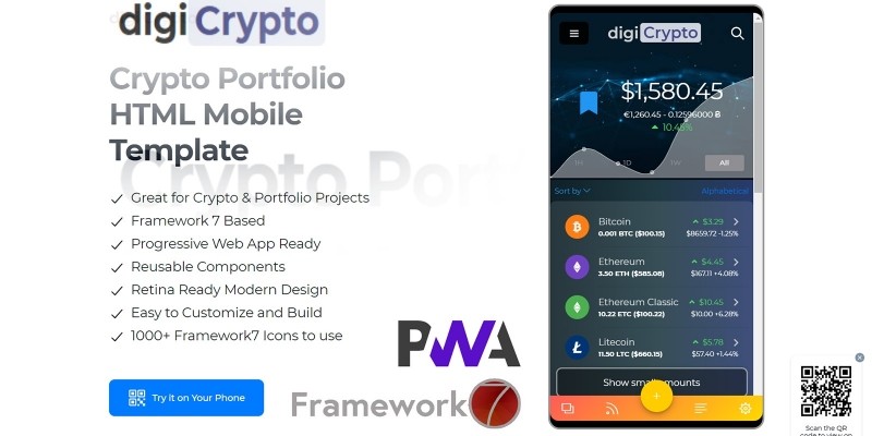 digiCrypto - Crypto Portfolio Mobile Template