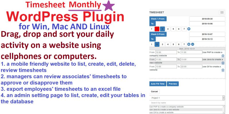 Timesheet Management System WordPress Plugin