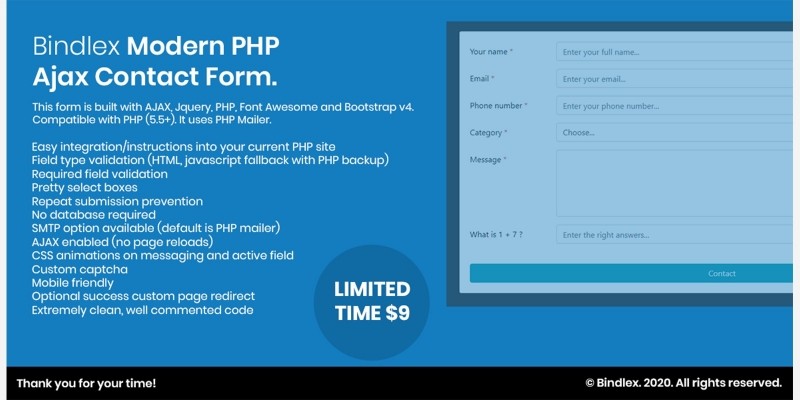 Modern PHP Ajax Contact Form