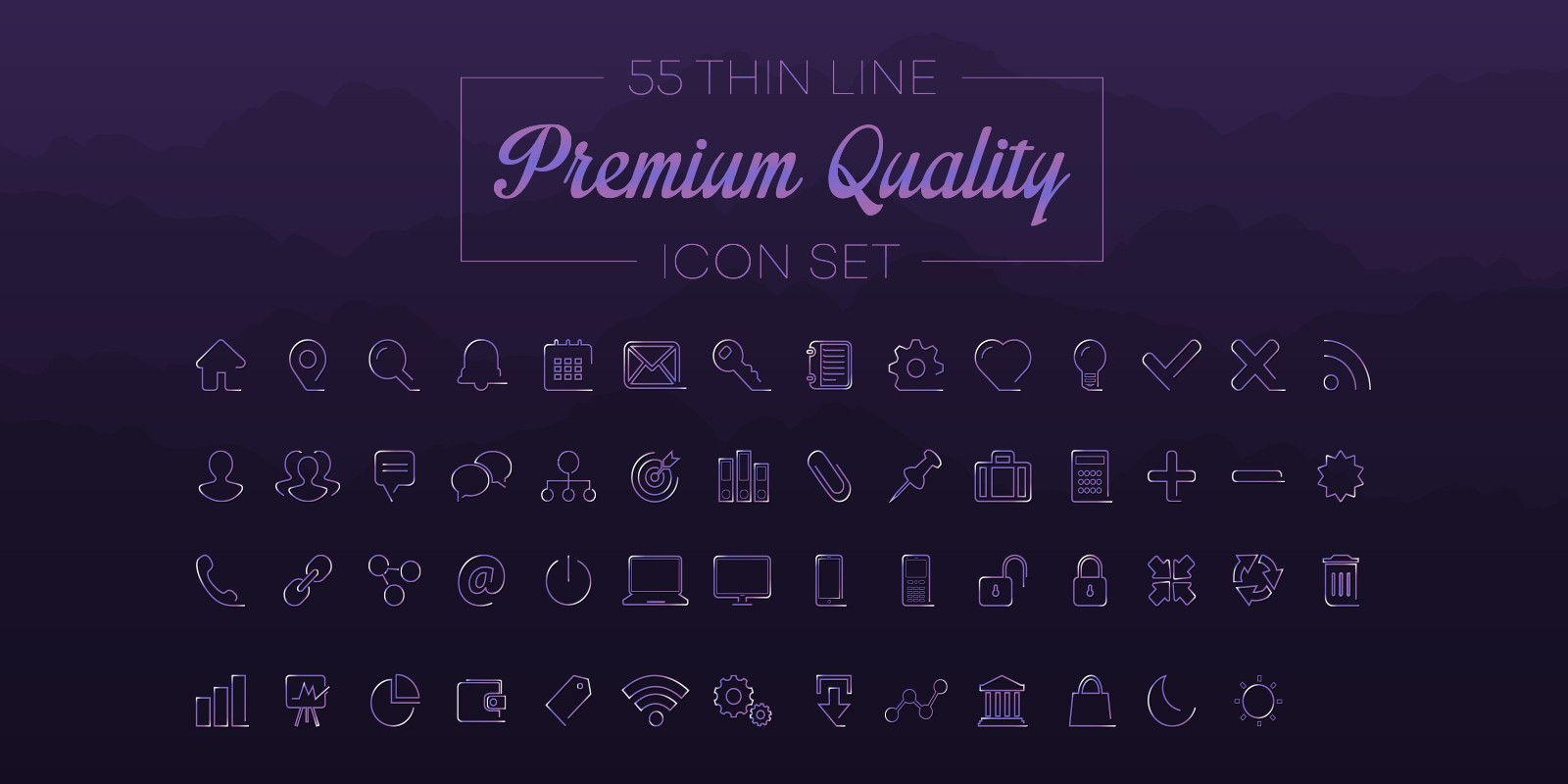 55 Thin Line Premium Quality Icon Set