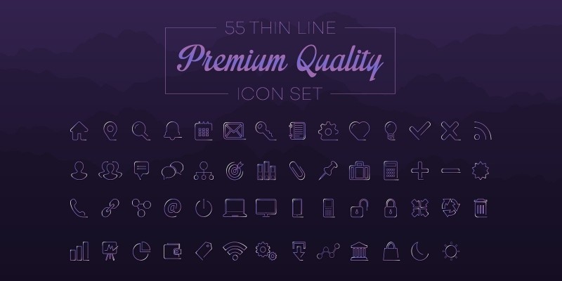 55 Thin Line Premium Quality Icon Set 