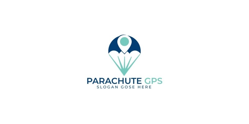 Parachute Vector Logo With GPS Pointer Design 