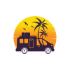 Camper And Palm Trees Logo