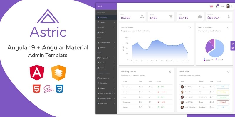 Astric - Angular 9 Admin Template