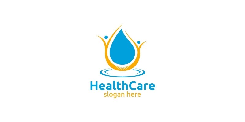 Green Water Drop Health Care Logo Design