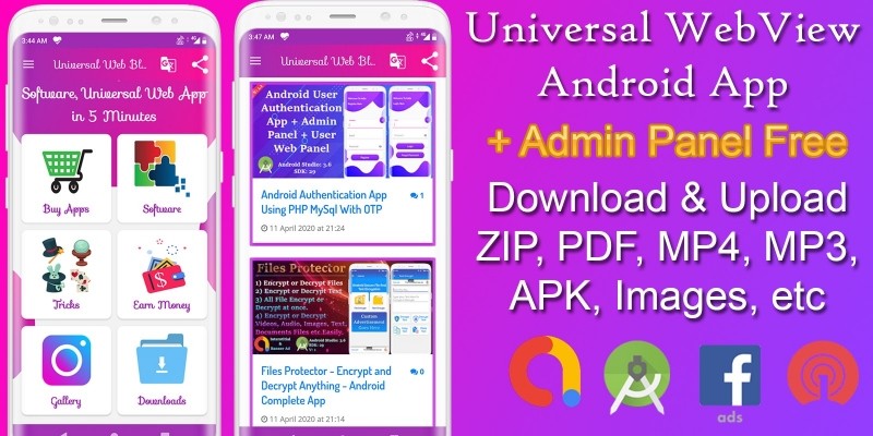 Universal WebView - 2 App Bundle With Admin Panel