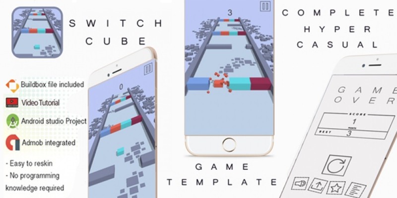 Switch Cube Buildbox 3 Template With Admob