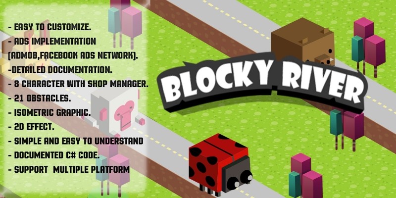 Blocky River Runner Unity Source Code