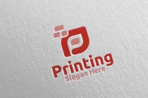 Letter P Printing Company Logo Design Screenshot 1