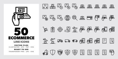 50 Ecommerce Line Icons