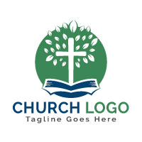 Bible Cross Tree Church Logo Design.