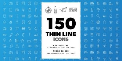 150 Thin Line Icons