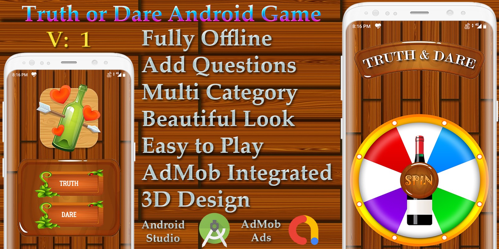 Truth Or Dare Android Game Source Code by Vinodprajapat | Codester