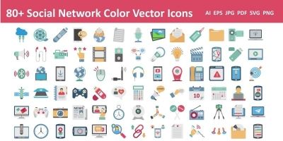  Social Network Color Vector Icon