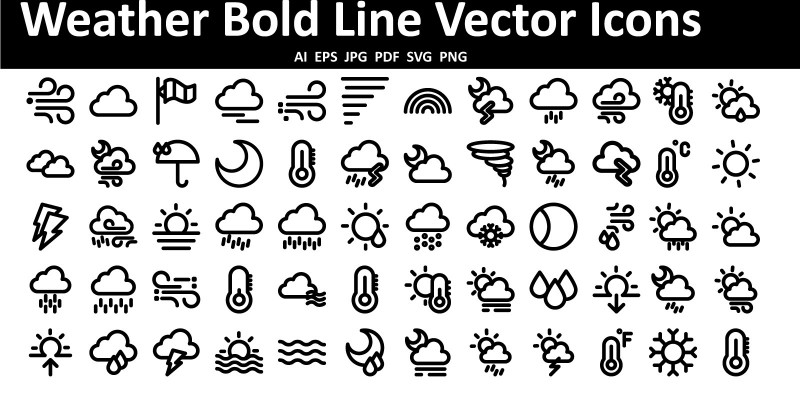  Weather Bold Line Icons Pack
