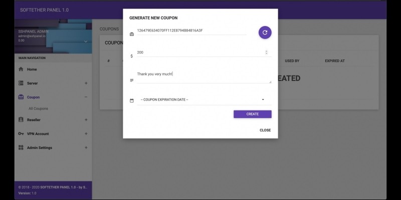 Coupon System Plugin For Softether VPN Panel