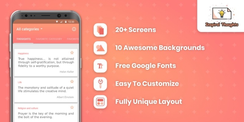 Inspiral Thoughts Mobile App PSD