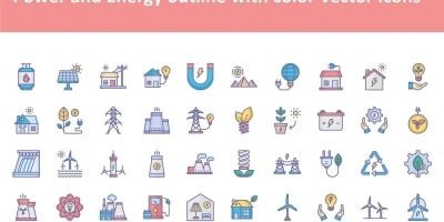 Power and Energy Line Icons