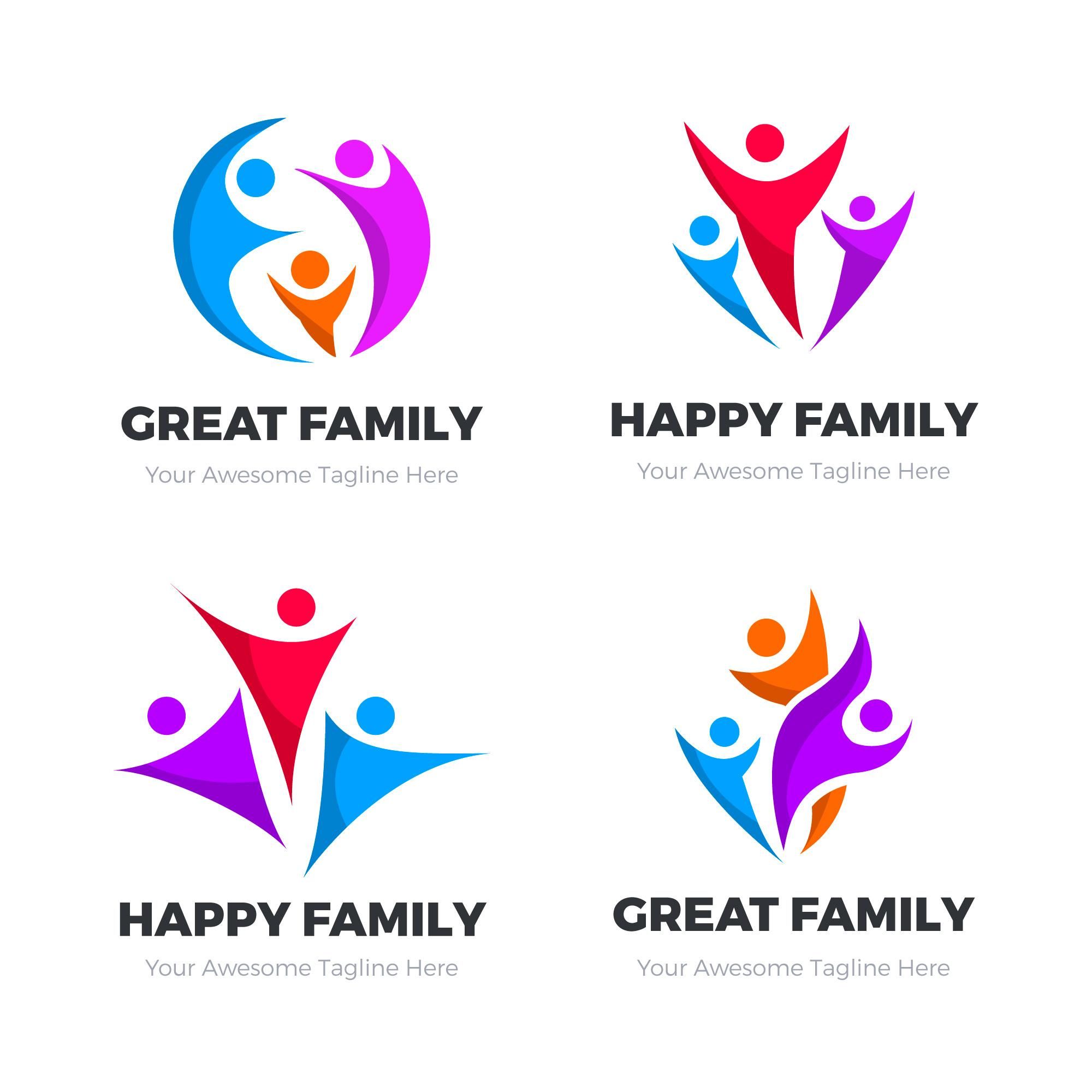 Family Logos Collections Pack of 4 Logos by Shurvirm | Codester