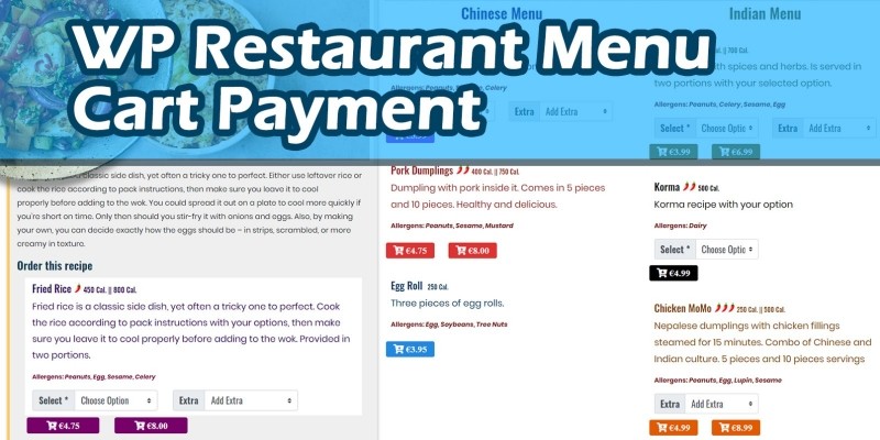 Restaurant Menu Cart Payment WordPress