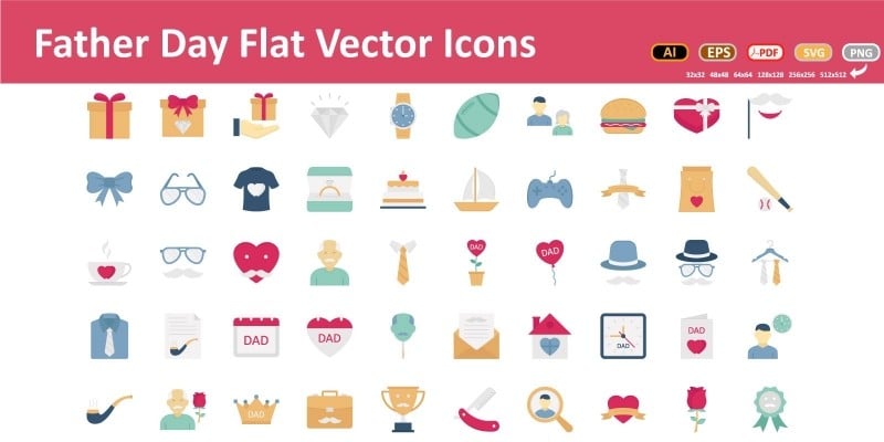 Father Day Vector Icons Set