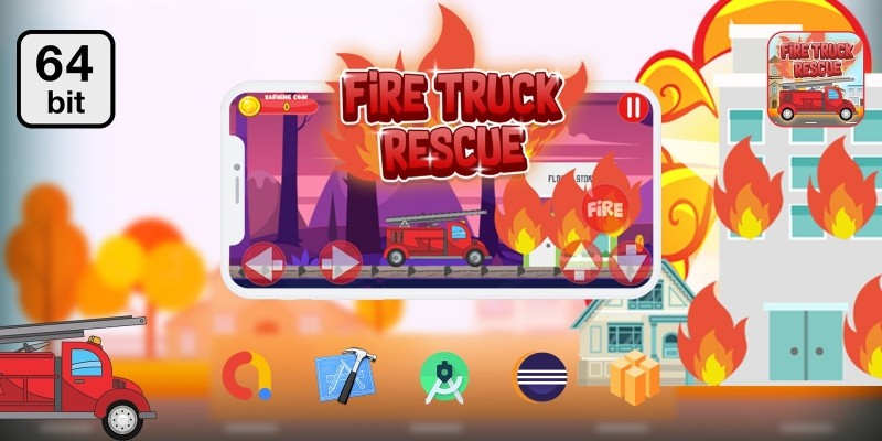 Truck Fire Rescue 64 bit -Buildbox Template