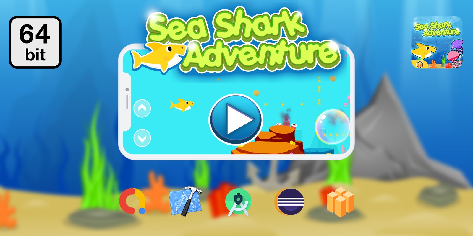 Sea Shark Adventur 64 bit - Buildbox Template