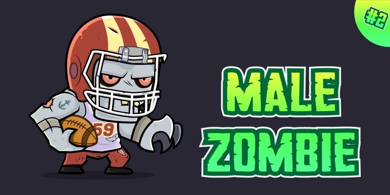 Male Zombie 2D Game Character Sprites 02