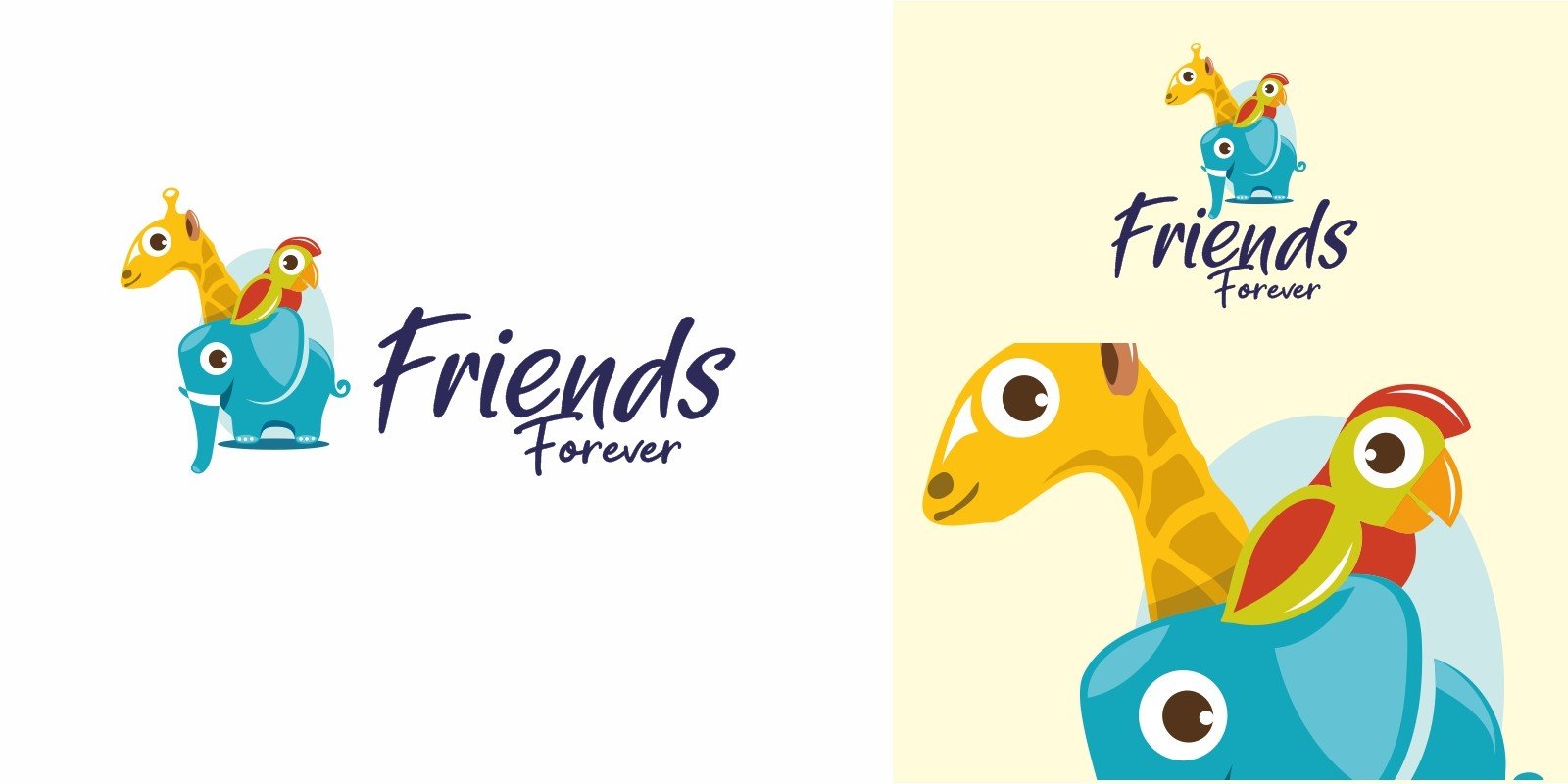 Cute Animal Friends Logo by MaraDesign | Codester