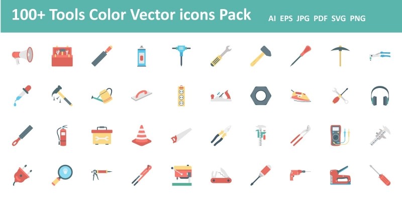 100 Tools Color Vector Icon