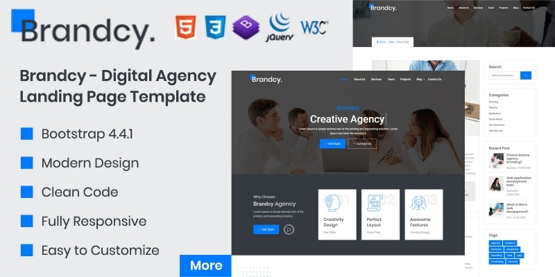 Brandcy - Digital Agency Landing Page Template