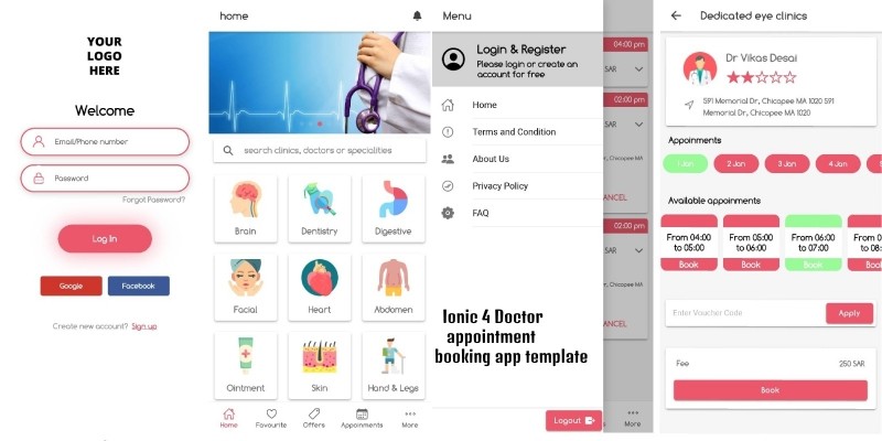 Ionic 4 Doctor Appointment Booking App UI Kit
