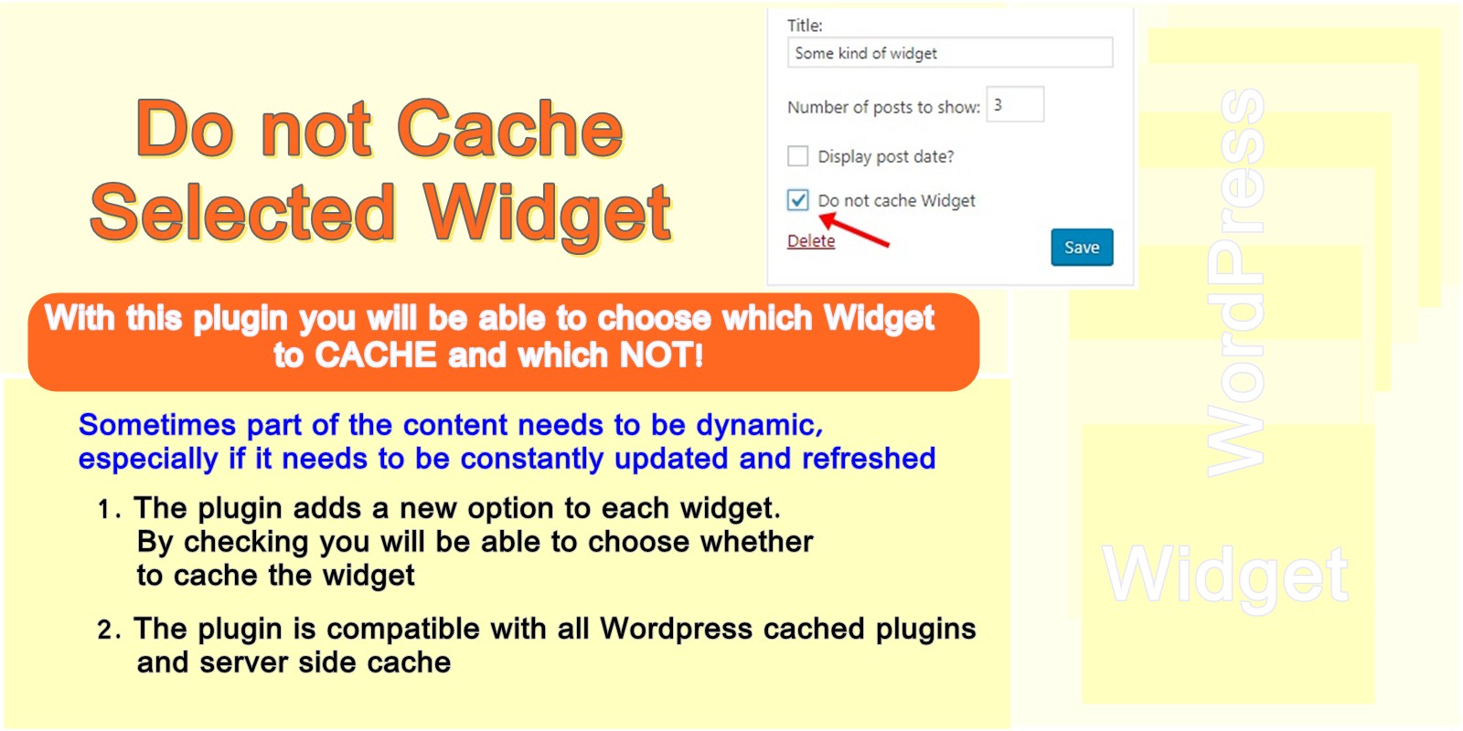 Do Not Cache Selected Widget WordPress Plugin