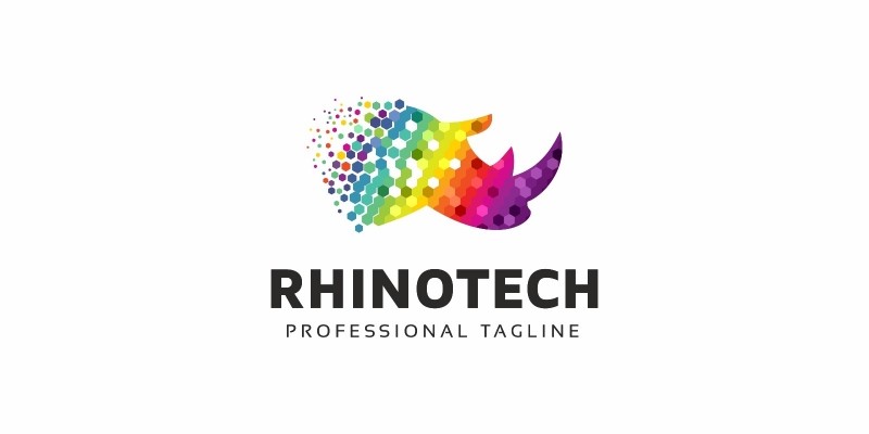 Rhino Colorful Polygon Logo