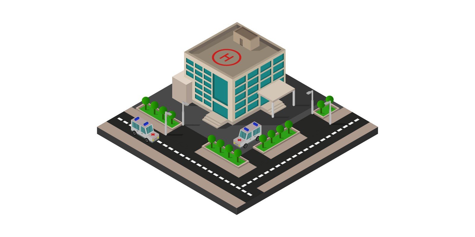 Isometric Hospital Illustrated In Vector