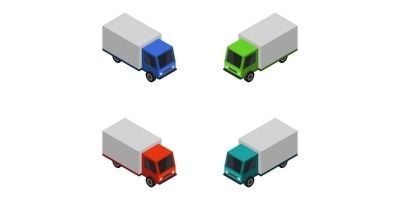 Isometric Truck On White Background