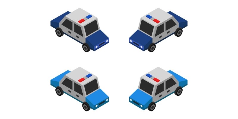 Isometric Police Car On A White Background