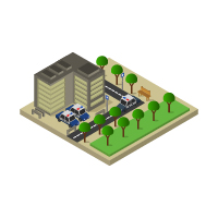 Isometric Police Station In Vector