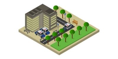 Isometric Police Station In Vector