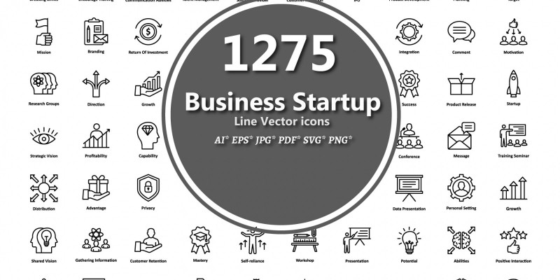 1275 Business Startup Line Vector Icons