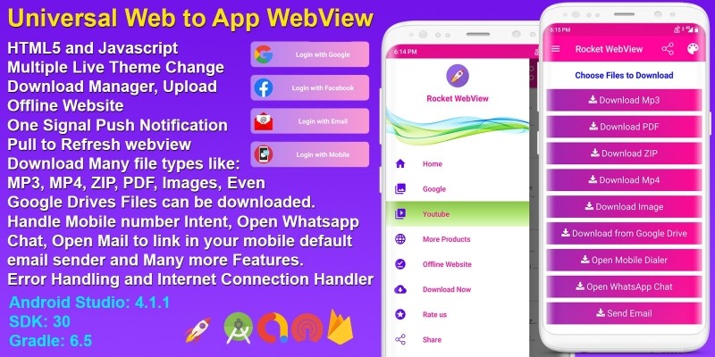 Android Native WebView App Full Template
