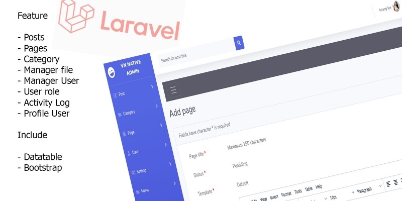 Vn Native Admin - Laravel New CMS 